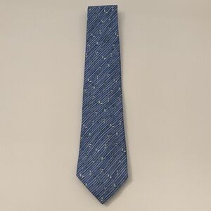 Salvatore Ferragamo Blue and Green Patterned Tie